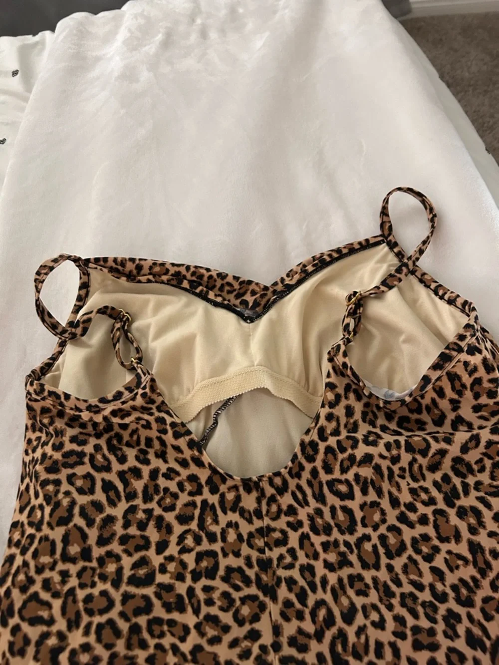 Aqua Green Leopard Print One-Piece Swimsuit in Tan and Black
